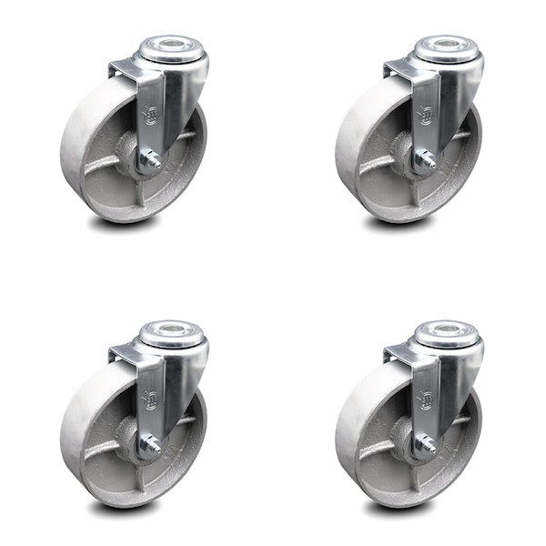 5 Inch Semi Steel Wheel Swivel Bolt Hole Caster Set